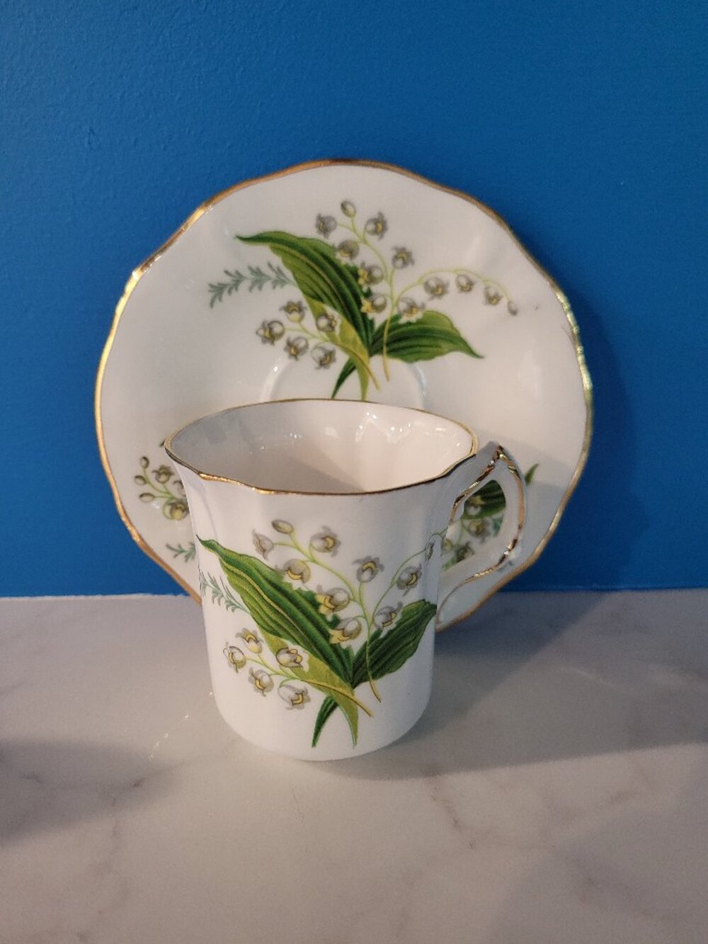 Hammersley Fine Bone China Lily of the Valley Teacup & Saucer Set - Vintage